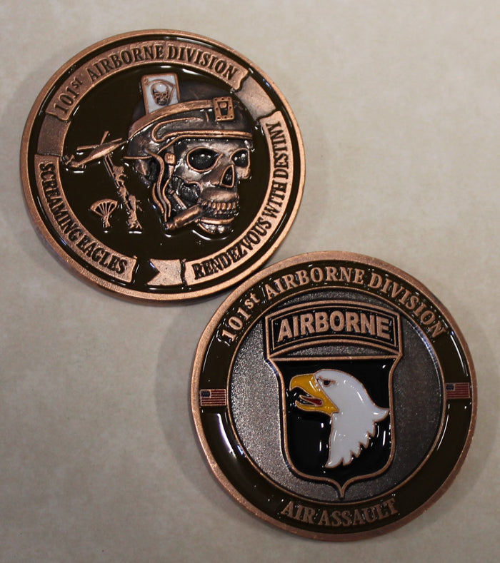 101st Airborne Division Air Assault Skull Smoking Cigar Kill Card Army Challenge Coin
