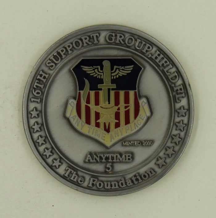 16th Special Operations Support Group Anytime 5 Air Force Challenge Coin