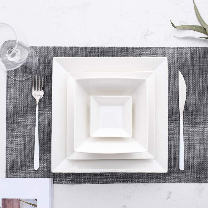 24-Piece Square Dinnerware Set for 6, White Porcelain