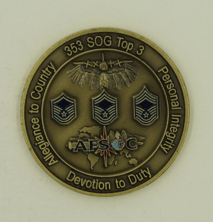 353rd Special Operations Group SOG Top-3 AFSOC Senior NCO Air Force Challenge Coin