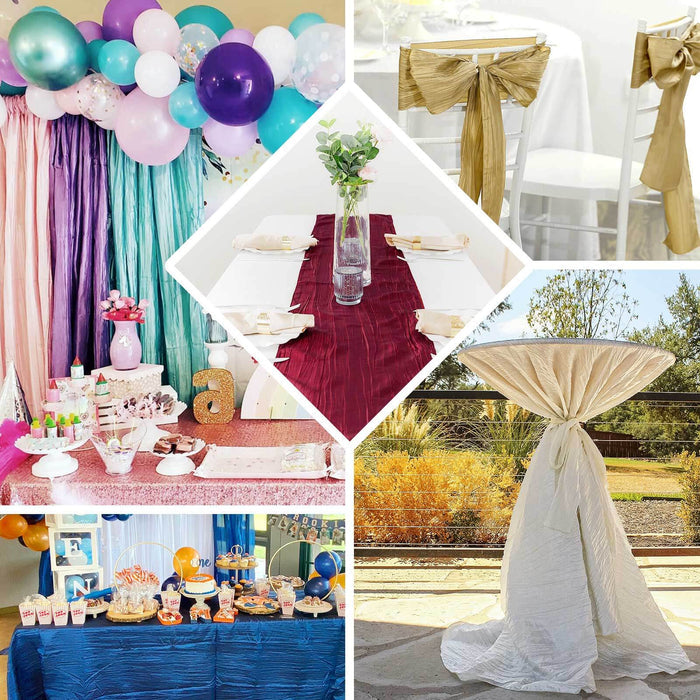 Colorful event decorations with table setups and balloons.