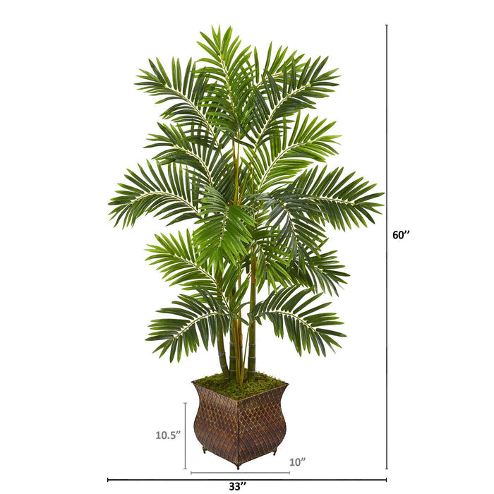 60” Areca Palm Artificial Tree in Metal Planter