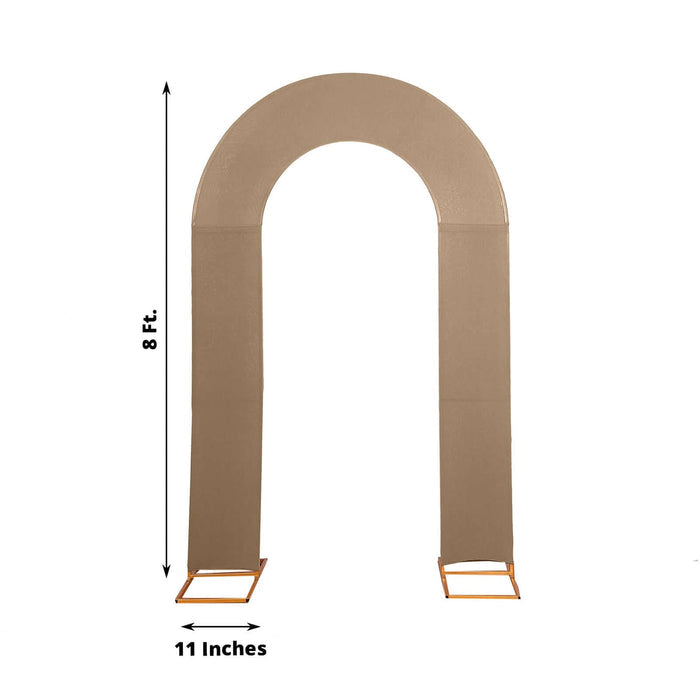 Brown archway backdrop for events, 8 ft tall and 11 in wide.