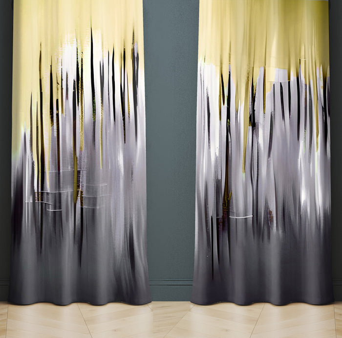 Abstract Window Curtain - Gold and Gray Spiky Ombre - Deja Blue Studios