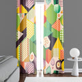 Abstract Window Curtain - Orange and Green Geometric Shapes - Deja Blue Studios