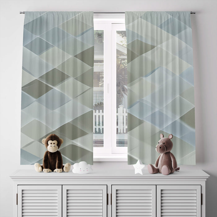 Abstract Window Curtain - Sea Glass Mermaid Scales - Deja Blue Studios
