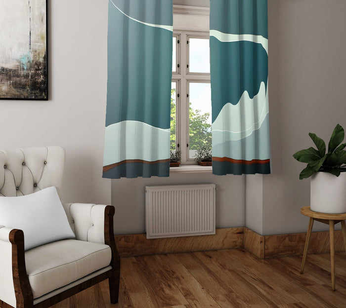 Abstract Window Curtain - Steel Gray Smoky Mountain - Deja Blue Studios