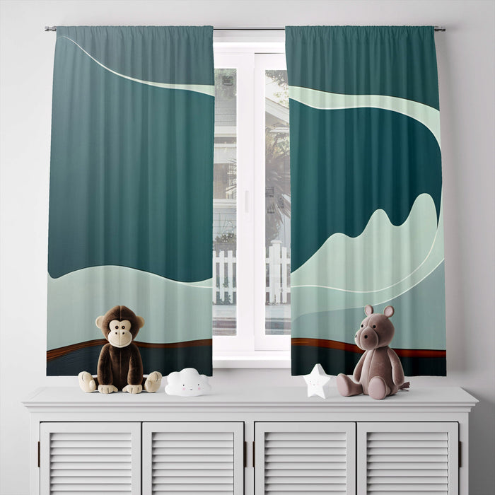 Abstract Window Curtain - Steel Gray Smoky Mountain - Deja Blue Studios