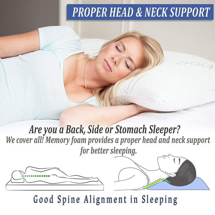 Adjustable Loft Bamboo Pillow with Shredded Memory Foam | Back, Stomach, Side Sleeper