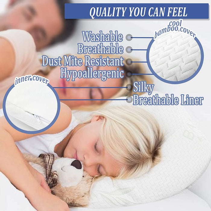 Adjustable Loft Bamboo Pillow with Shredded Memory Foam | Back, Stomach, Side Sleeper