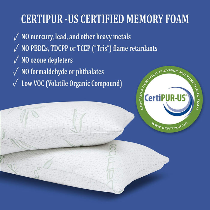 Adjustable Loft Bamboo Pillow with Shredded Memory Foam | Back, Stomach, Side Sleeper