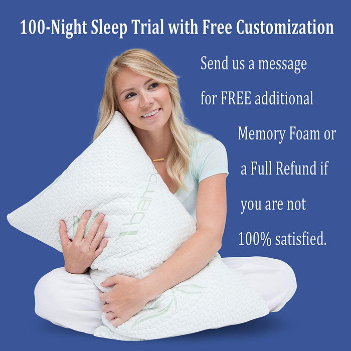 Adjustable Loft Bamboo Pillow with Shredded Memory Foam | Back, Stomach, Side Sleeper
