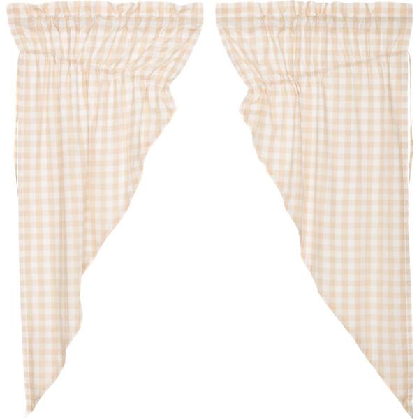 Annie Buffalo Check Tan Lined Prairie Curtains 63" - Primitive Star Quilt Shop