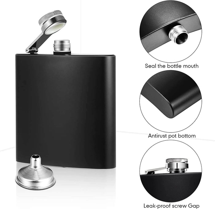 🍾💋✨ Army Flask — 8 oz Stainless (With Funnel)