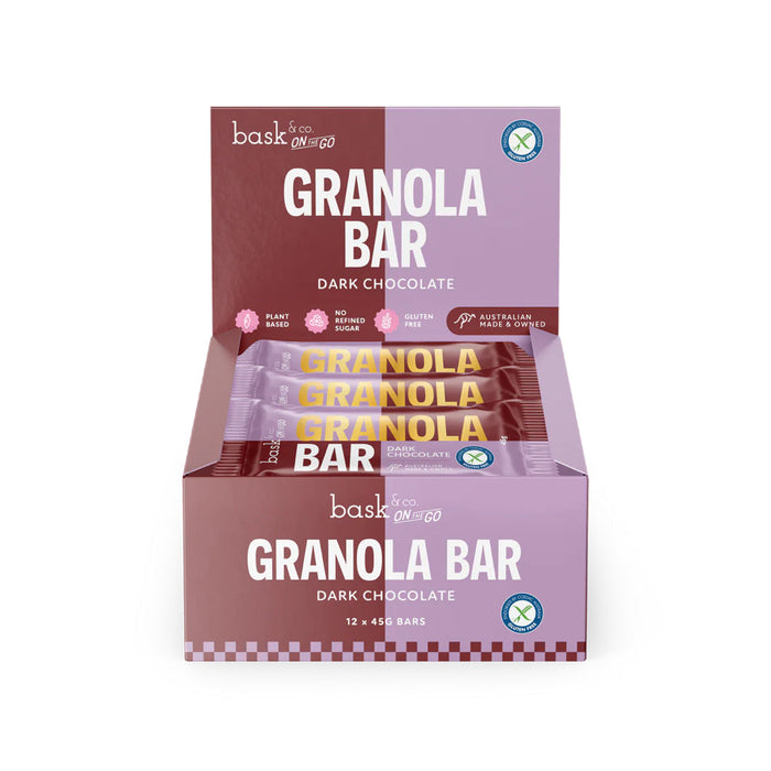 Bask and Co Dark Chocolate Granola Bars - 12x45g - L'Organic