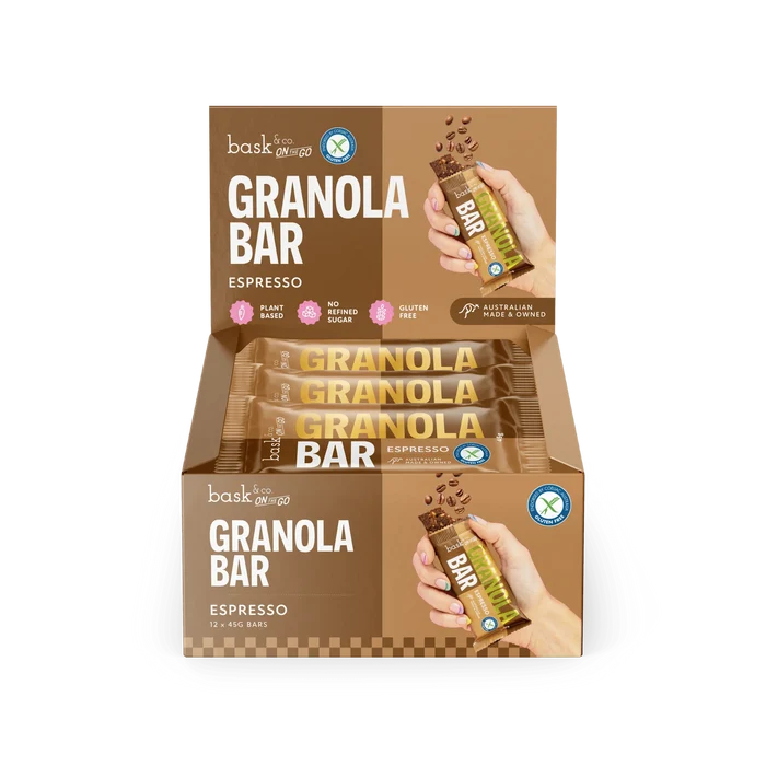 Bask and Co Espresso Granola Bars - 12x45g - L'Organic