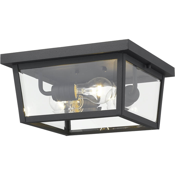 Beacon Black Outdoor Flush Ceiling Mount Fixture - Outdoor Flush Ceiling Mount Fixture