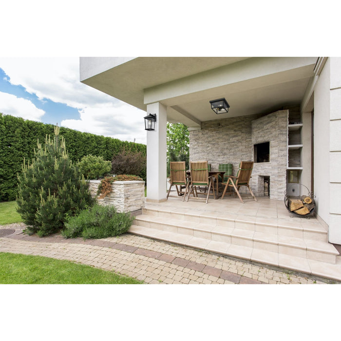 Beacon Black Outdoor Flush Ceiling Mount Fixture - Outdoor Flush Ceiling Mount Fixture