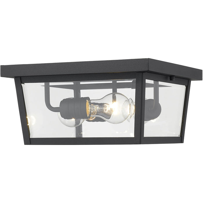 Beacon Black Outdoor Flush Ceiling Mount Fixture - Outdoor Flush Ceiling Mount Fixture