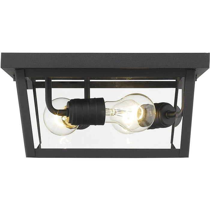 Beacon Black Outdoor Flush Ceiling Mount Fixture - Outdoor Flush Ceiling Mount Fixture