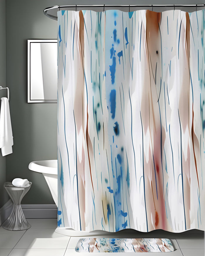 Beige and Blue Marble Texture Pattern Shower Curtain