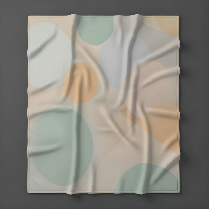Beige Minimalist Circle Pattern Fleece Sherpa Blanket