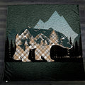 Beige Mountain Bear Wilderness Landscape Fleece Sherpa Blanket