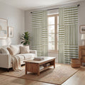 Beige Woven Basketweave Geometric Pattern Window Curtains
