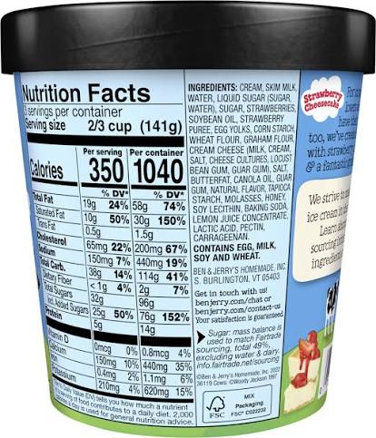 BEN & JERRY'S STRAWBERRY CHEESCAKE 16 OZ