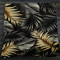 Black and Gold Tropical Palm Leaf Pattern Fleece Sherpa Blanket
