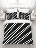 Black and White Diagonal Stripe Pattern Duvet Cover
