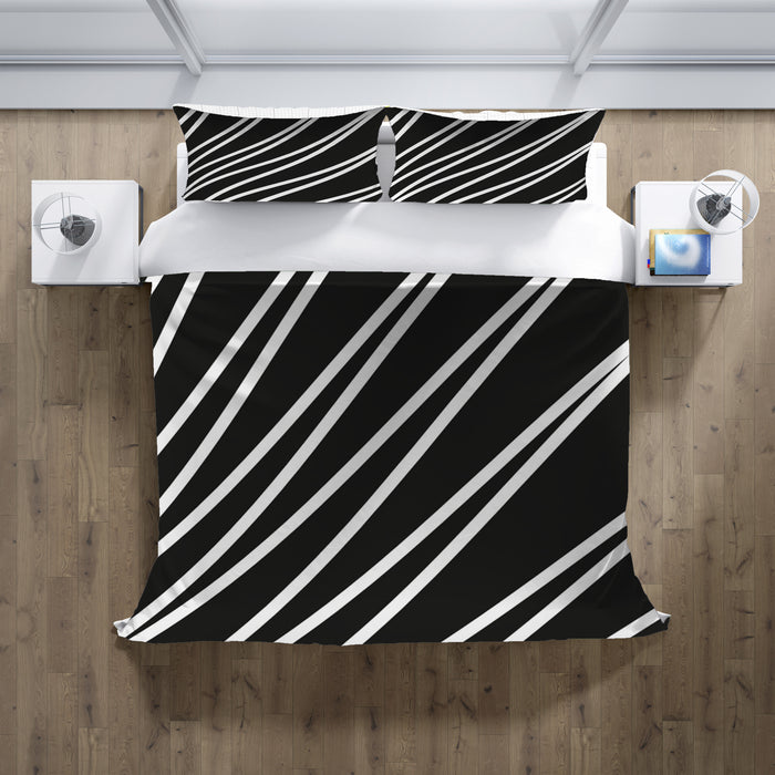 Black and White Diagonal Stripe Pattern Duvet Cover