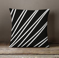 Black and White Diagonal Stripe Pattern Throw Pillow Cover