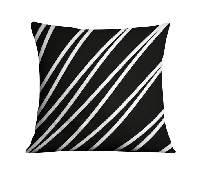 Black and White Diagonal Stripe Pattern Throw Pillow Cover