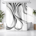 Black and White Fluid Line Pattern Shower Curtain