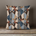 Blue and Beige Patchwork Geometric Mosaic Throw Pillow Cover