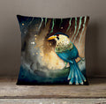 Blue Bird Forest Artwork Throw Pillow Cover