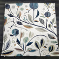 Blue Botanical Branch Pattern Fleece Sherpa Blanket