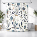 Blue Botanical Branch Pattern Shower Curtain
