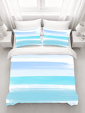 Blue Coastal Horizon Stripe Pattern Duvet Cover