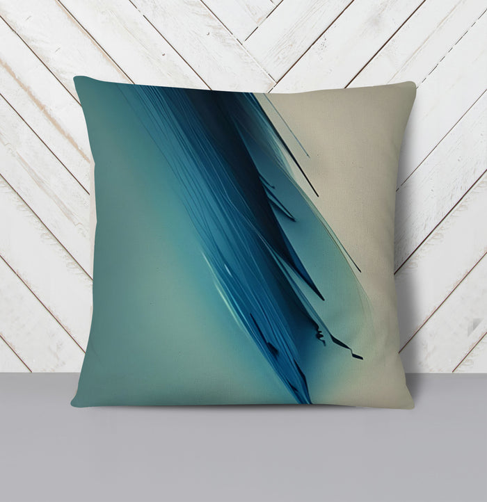 Blue Diagonal Brushstroke Abstract Pattern Throw Pillow Cover