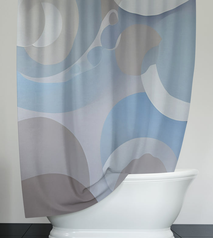 Blue Minimalist Circle Abstract Pattern Shower Curtain