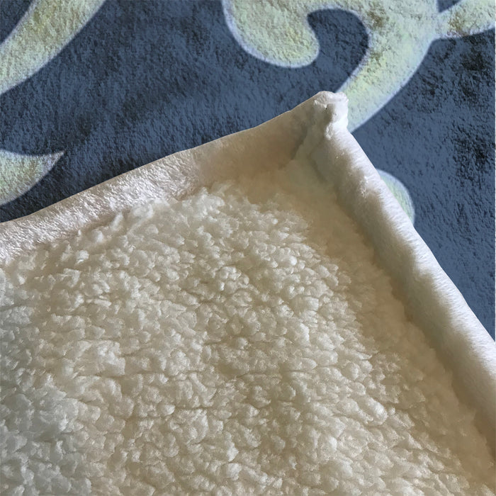Blue Swirling Abstract Wave Pattern Fleece Sherpa Blanket