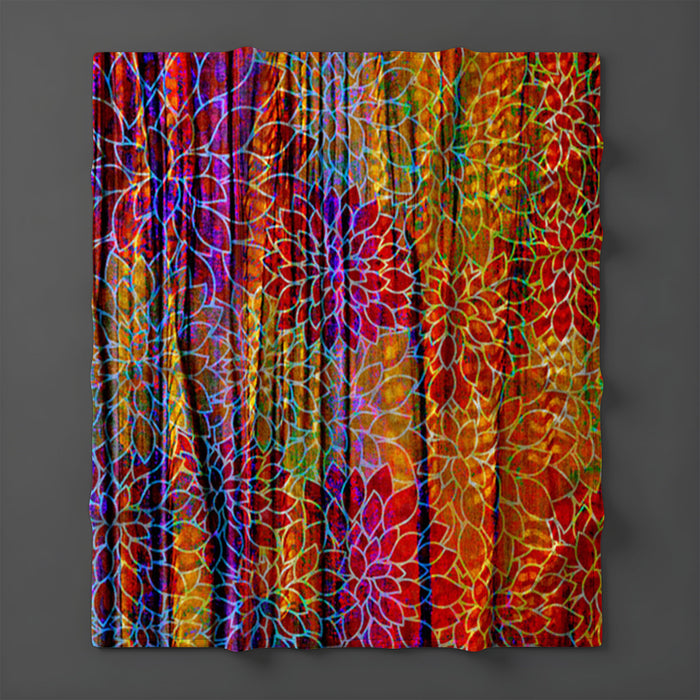 Boho Floral Rags Fleece Sherpa Blanket