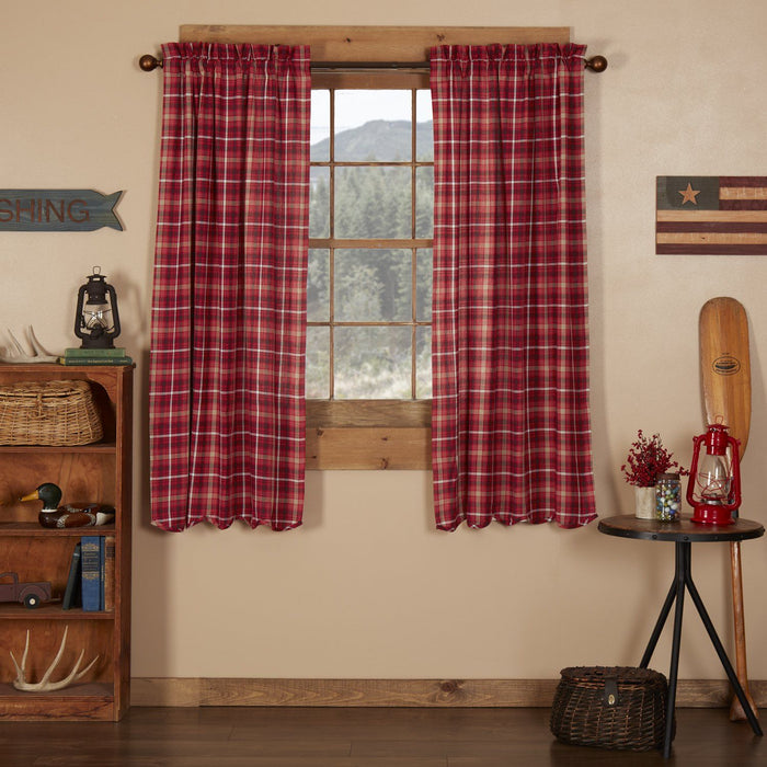 Braxton Scalloped Lined Short Panel Curtains 63" - Primitive Star Quilt Shop