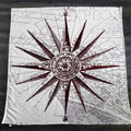 Brown Compass Star Nautical Illustration Fleece Sherpa Blanket
