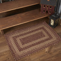 Burgundy and Tan Rectangle Braided Rug 24x36" - Primitive Star Quilt Shop