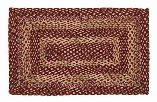 Burgundy and Tan Rectangle Braided Rug 24x36" - Primitive Star Quilt Shop