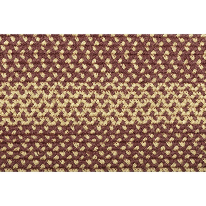 Burgundy and Tan Stencil Star Oval Braided Rug 20x30" - Primitive Star Quilt Shop