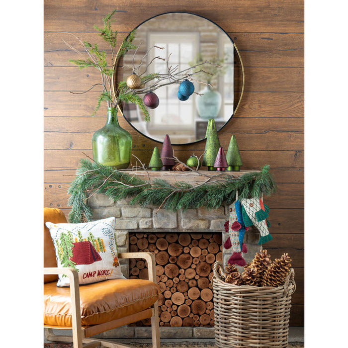 Campsite Appliqued Cotton Pillow